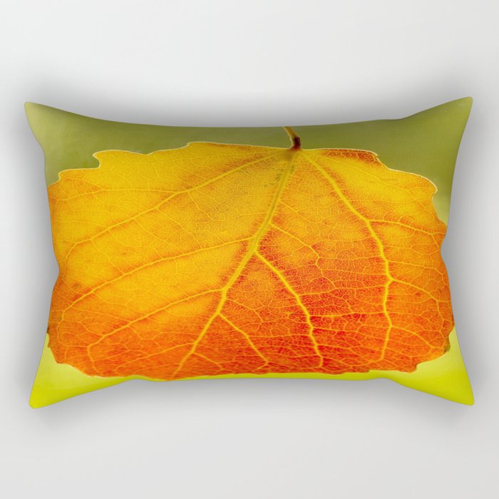Orange Leaf Vivid Green Background #decor #society6 #buyart Rectangular Pillow