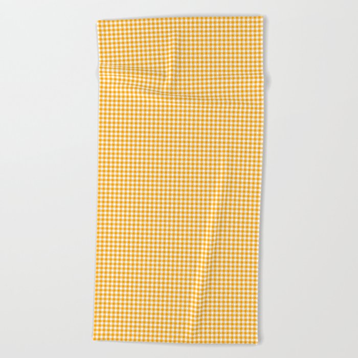 Saffron Yellow Gingham Check Beach Towel
