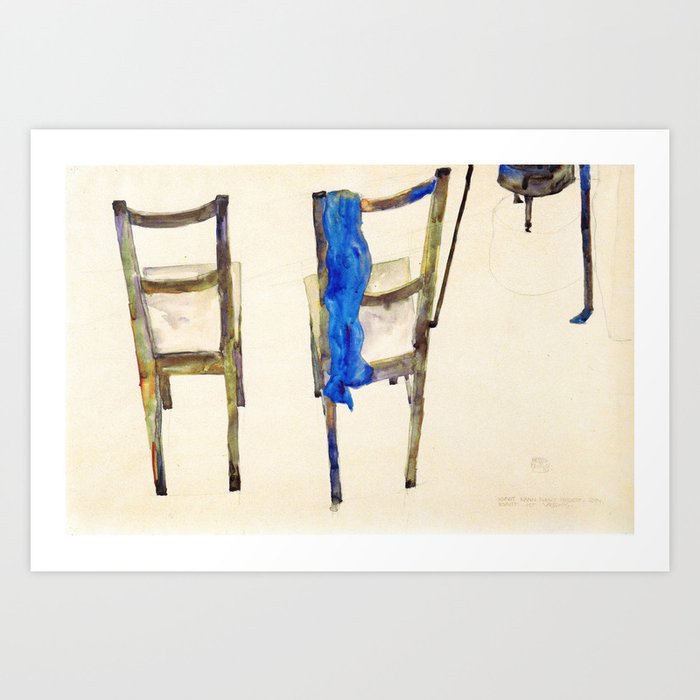 Egon Schiele - Chairs (new editing) Art Print