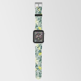 Insects and flowers green print Apple Watch Band