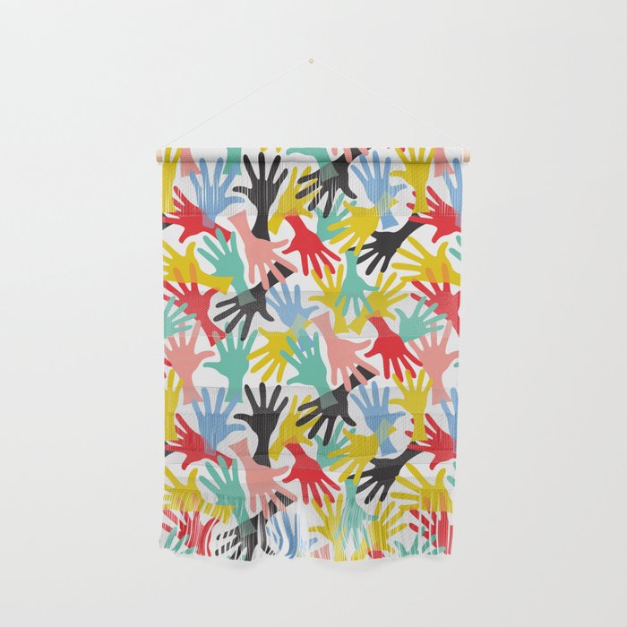 HIGH FIVE Retro Graphic Hands Abstract Handshake Fingers Wall Hanging