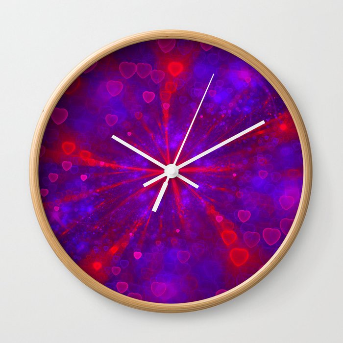 Valentine's Day | Romantic Galaxy | Universe of red, blue, purple hearts Wall Clock