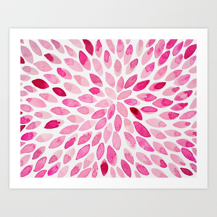 Watercolor brush strokes - pink Art Print