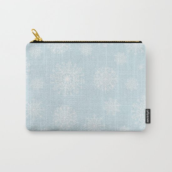 Assorted White Snowflakes On Light Blue Background Carry-All Pouch