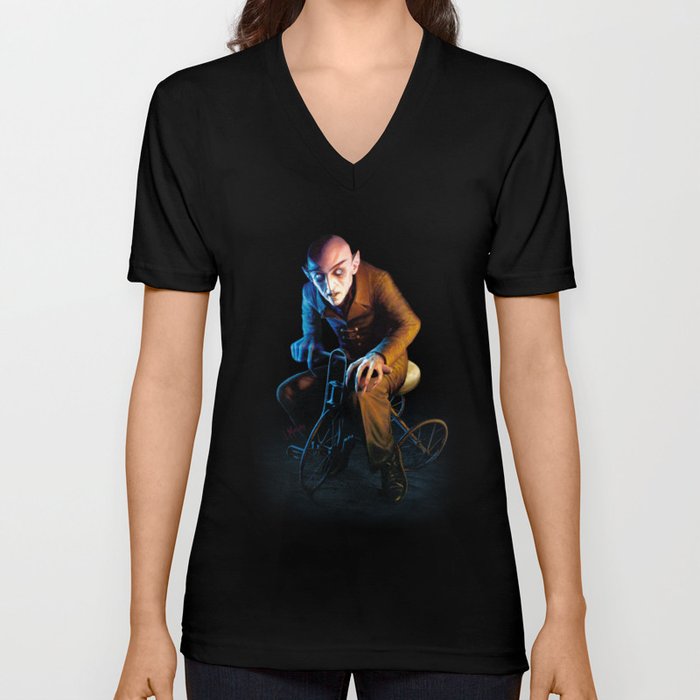 Nosferatu On A Tricycle V Neck T Shirt