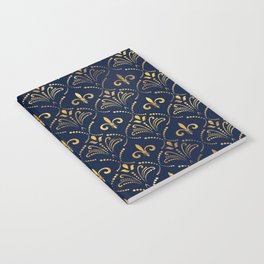 Elegant Fleur-de-lis pattern - Gold and deep blue Notebook