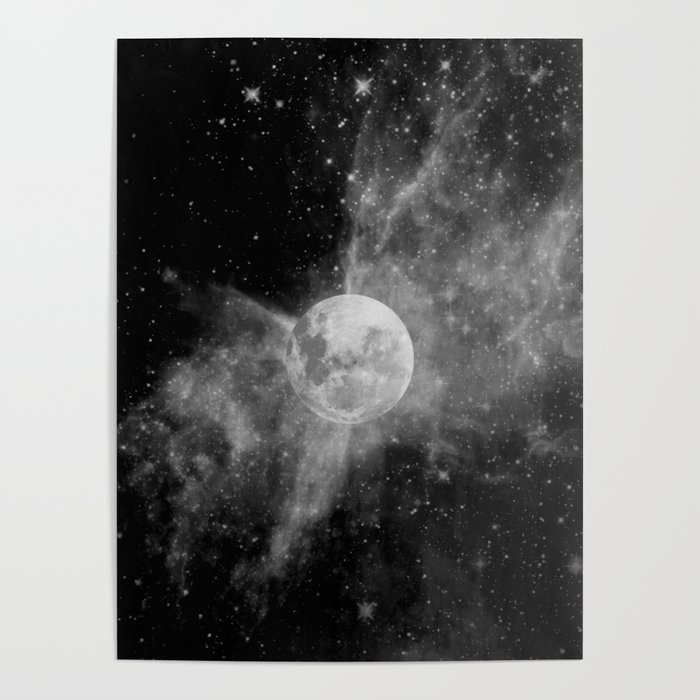 Monochrome Moon Poster