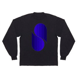 Minimalist Abstract Shapes 28 in Blue Long Sleeve T-shirt