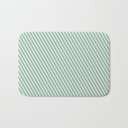 [ Thumbnail: Lavender and Dark Sea Green Colored Lined Pattern Bath Mat ]