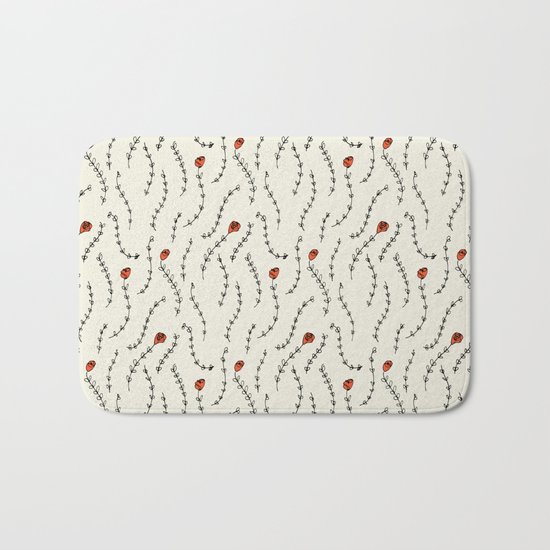 Red Roses Pattern Bath Mat
