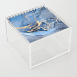 Denim Blue + Slate Abstract Storm Swirl Acrylic Box