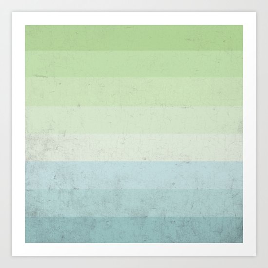 Fresh Cyan Lime Stripes Art Print