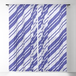 [ Thumbnail: Dark Blue and Lavender Colored Lines Pattern Sheer Curtain ]