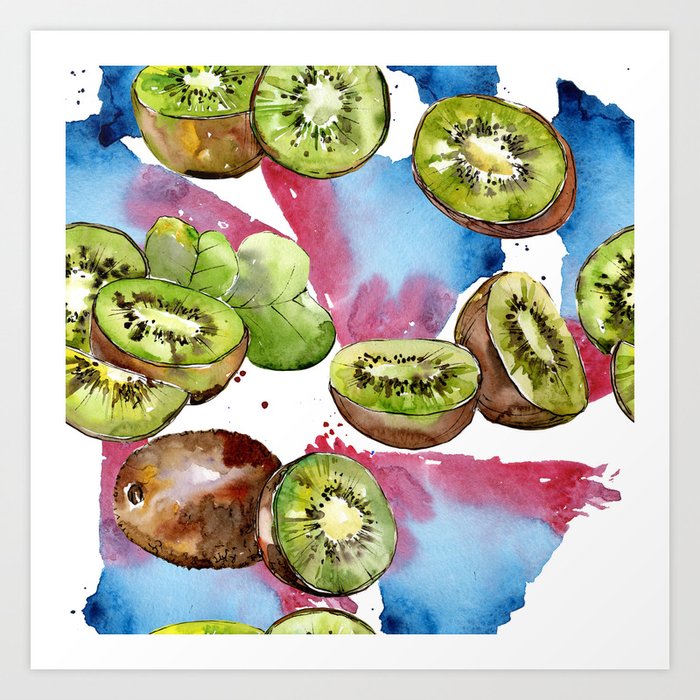 Watercolor Exotic Fruit Pattern 13 Art Print