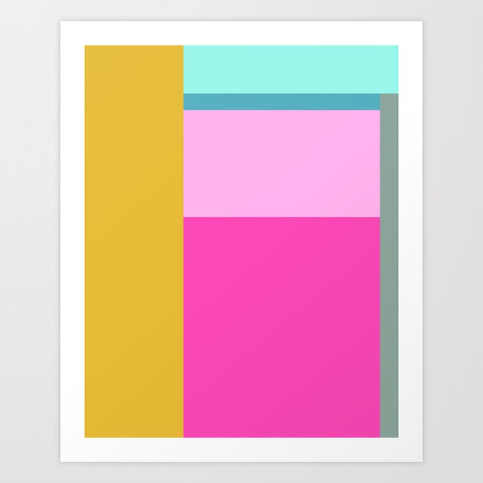 Geometric Bauhaus Style Color Block in Bright Colors Art Print