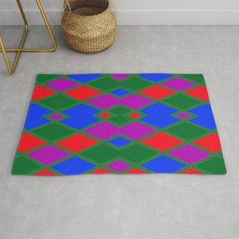 Argyle Pattern Using Red Green Blue and Purple Diamonds Outlined in Green Lines Area & Throw Rug