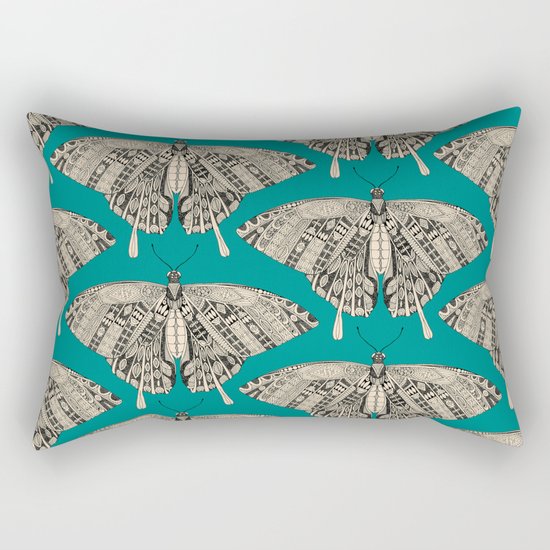 swallowtail butterfly teal black Rectangular Pillow
