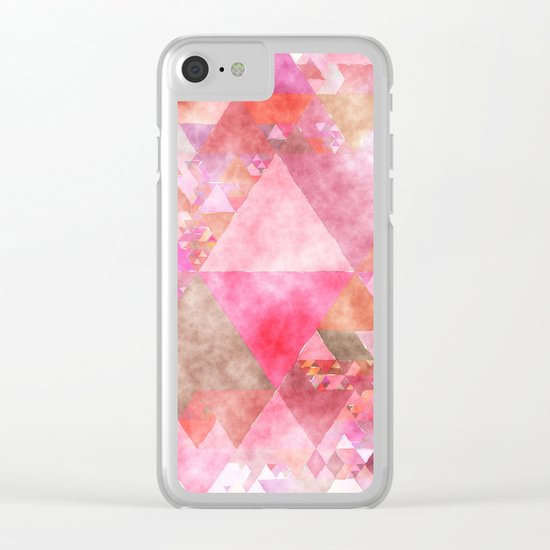 Triangles in pink - Watercolor Illustration pattern Clear iPhone Case