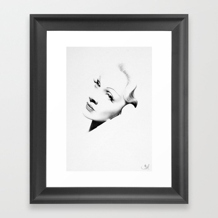 Marlene Dietrich Minimal Portrait Framed Art Print