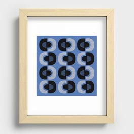Retro Mid Century Modern Pattern 129 Black and Blue Recessed Framed Print
