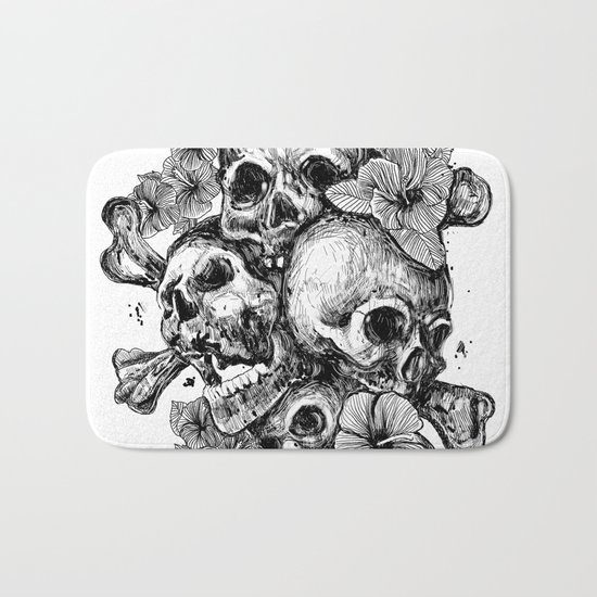 skulls&hibiscus Bath Mat