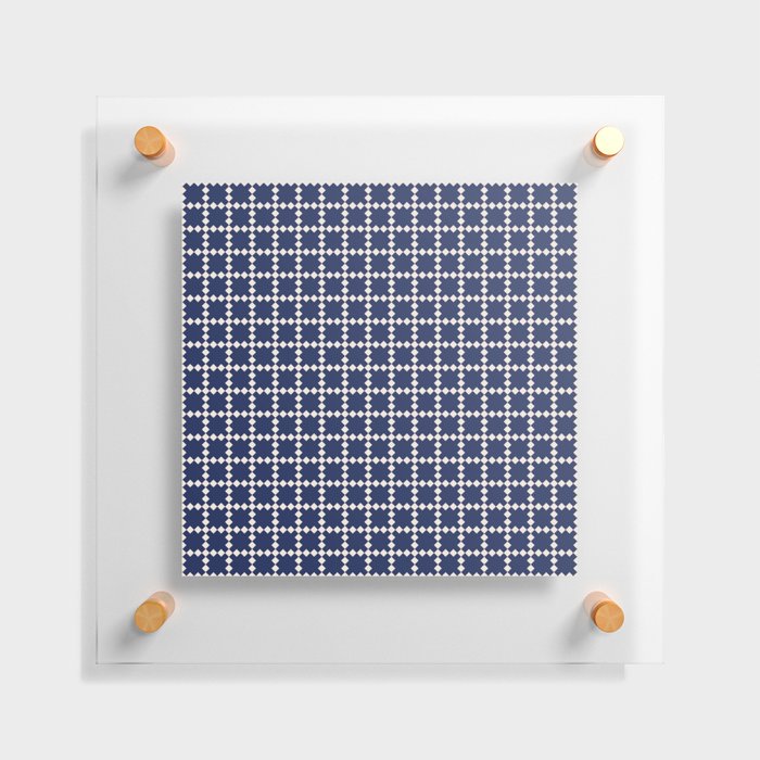 Geometric retro navy blue pattern Floating Acrylic Print