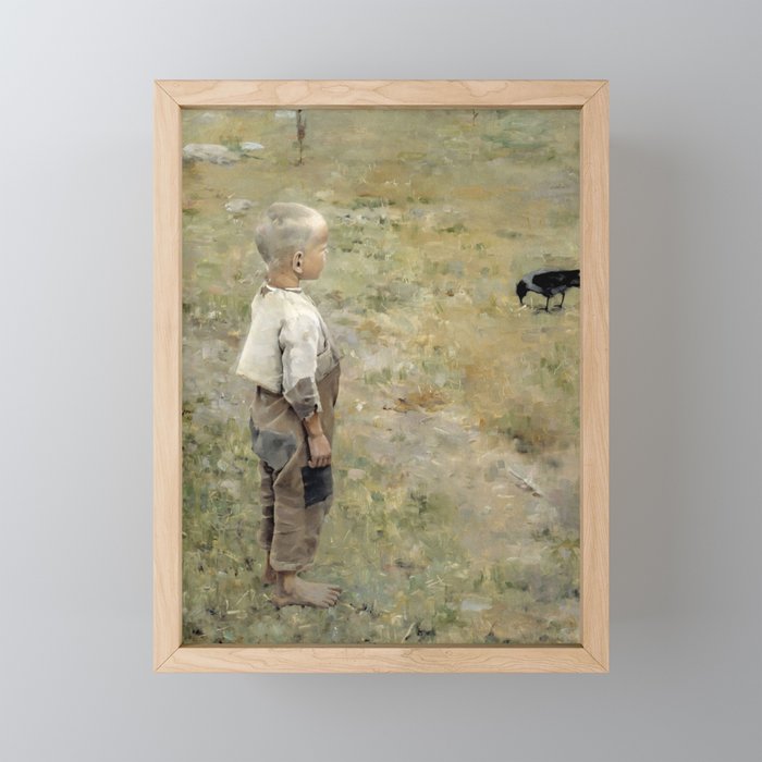 Akseli Gallen-Kallela - Boy with a Crow - Finnish Fine Art Framed Mini Art Print