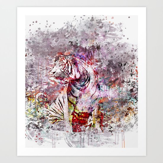 Tiger Watercolor Painted Art Art Print