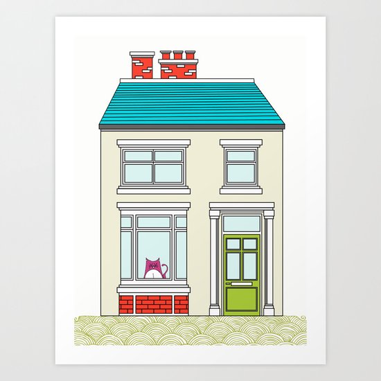 Tabs in his Victorian Terrace house Art Print