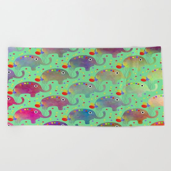 Elephant Celebration Beach Towel