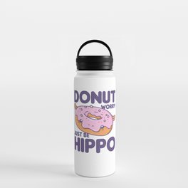 Funny Hippo Donut Pun Kawaii Aesthetic Water Bottle