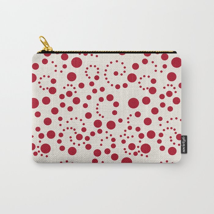 Red Dark Raspberry Spiral Dots Pattern Carry-All Pouch