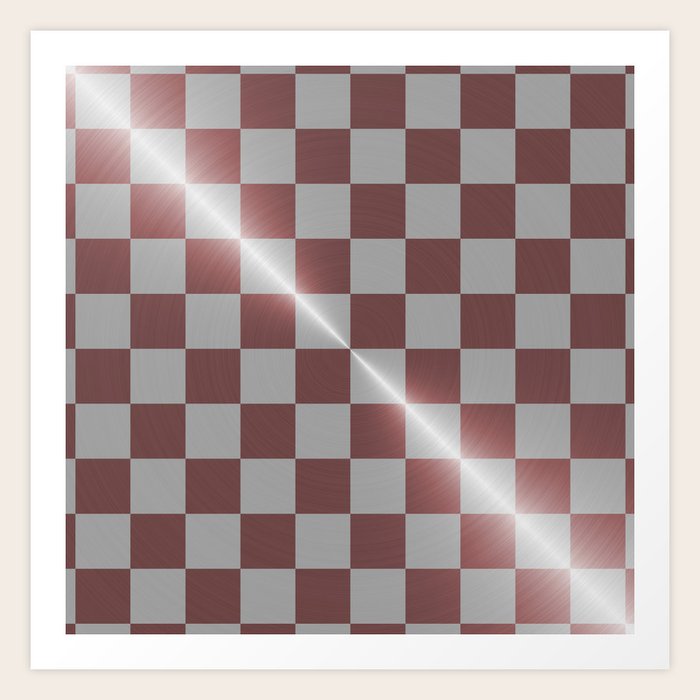 Rose Gold And Silver 8 By 8 Chess Board Art Print