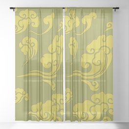 Cloud Swirls - Yellow Sheer Curtain