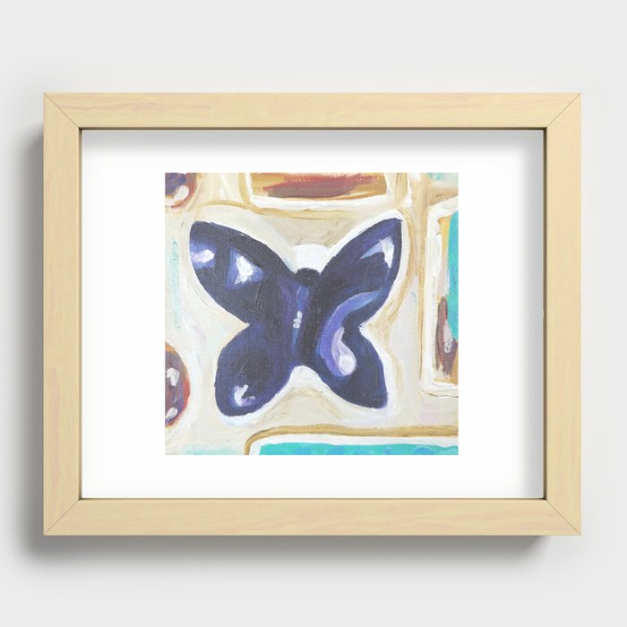 butterfly sculpture wall Recessed Framed Print