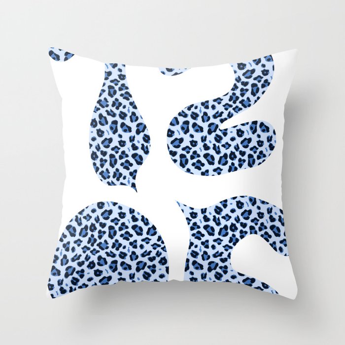 1206 Leopard Spots (Light Blue) Throw Pillow