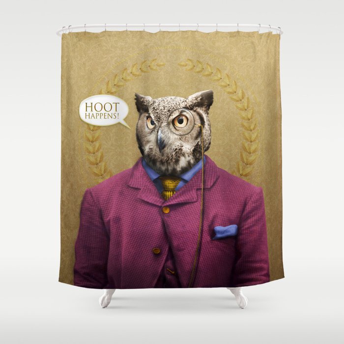 Mr Owl Says Hoot Happens Shower Curtain By Petergross Society6