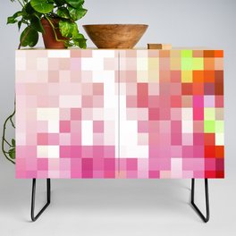 geometric pixel square pattern abstract background in pink yellow Credenza