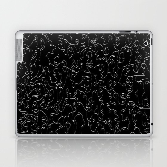 Infinite Faces in Black and White Laptop & iPad Skin