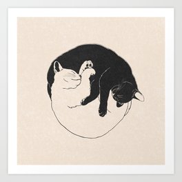 Yin and Yang Cats Art Print | Yinyang, Graphicdesign, Animal, Nature, Yinandyang, Catdad, Sister, Catmum, Minimalist, Cute 