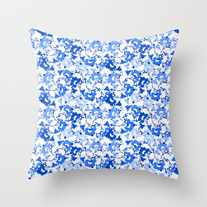 azul blue and white evening primrose flower meaning youth and renewal  Throw Pillow
