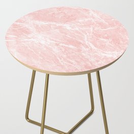 Girly Pink White Abstract Trendy Marble Pattern Side Table