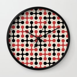 Mid Century Modern Atomic Jacks Pattern 422 Wall Clock | Mid, 1970S, Black, 1950S, Red, Beige, Modern, Vintage, Jacks, Geometric 