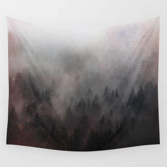 Yellowstone Forest Fog Wall Tapestry