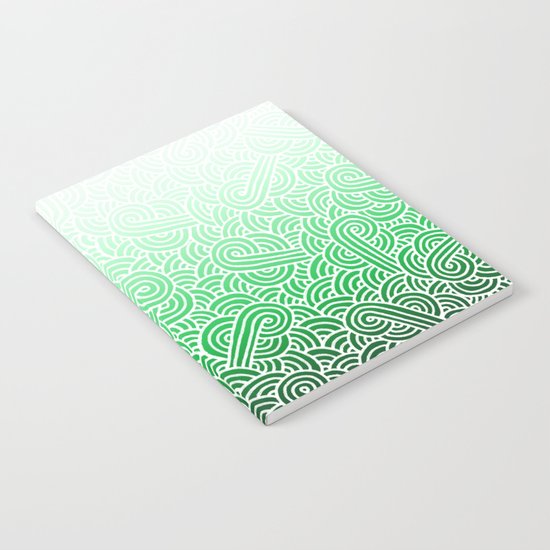 Ombre green and white swirls doodles Notebook
