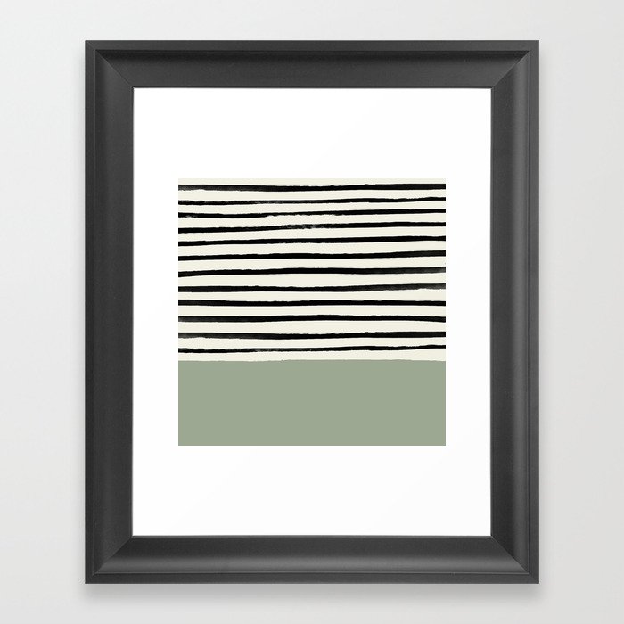 Sage Green x Stripes Framed Art Print