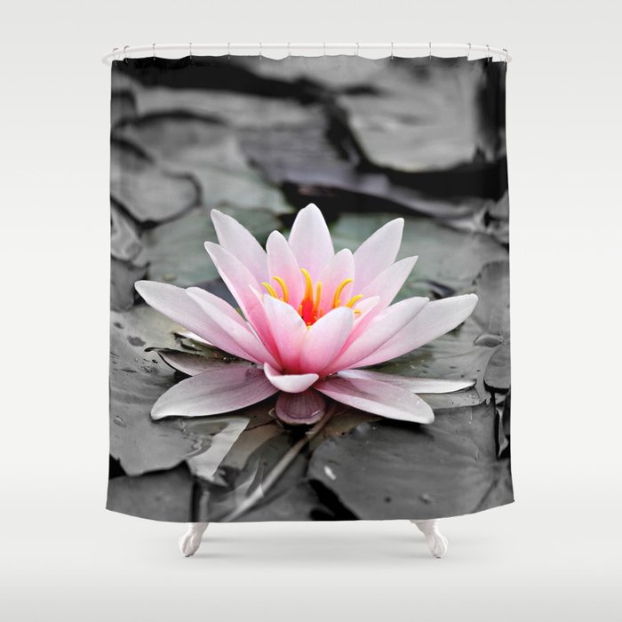 Pink Lotus Flower Waterlily Shower Curtain