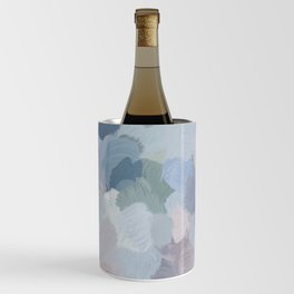 Final Flourishing - Navy Indigo Gray Blue Blush Pink Lavender Abstract Floral Spring Wall Art Wine Chiller