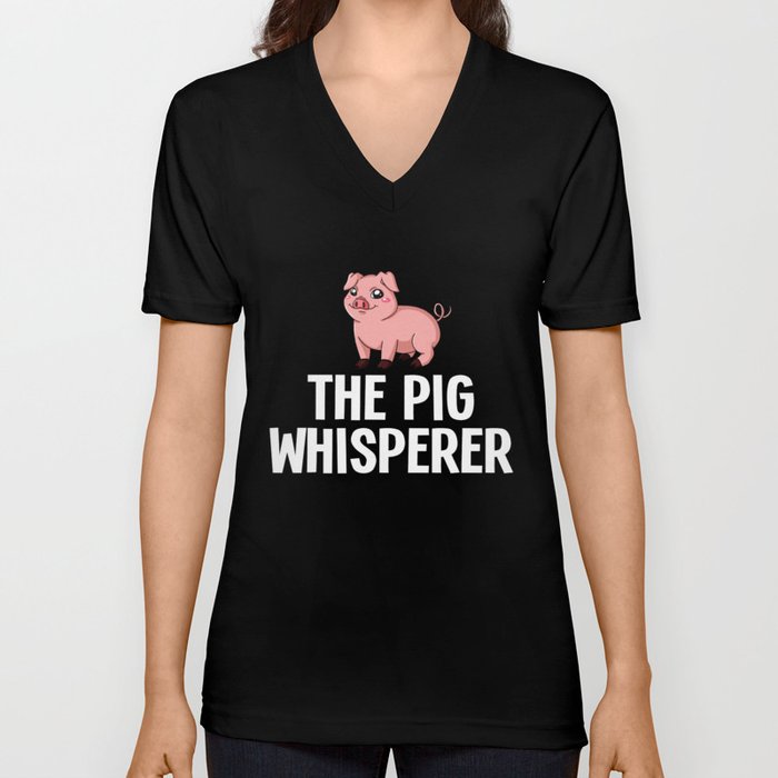Mini Piggy Pig Farmer Funny V Neck T Shirt