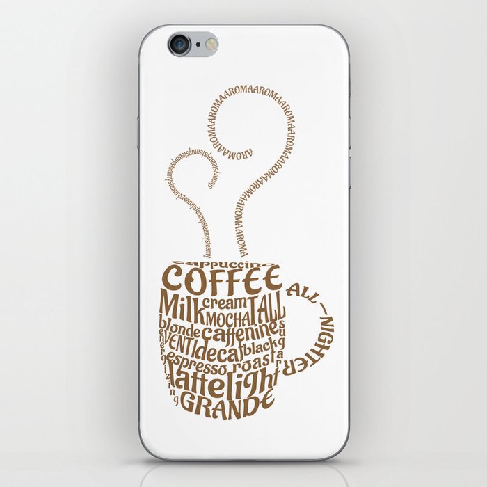 Coffee Mug Typography (White) iPhone Skin